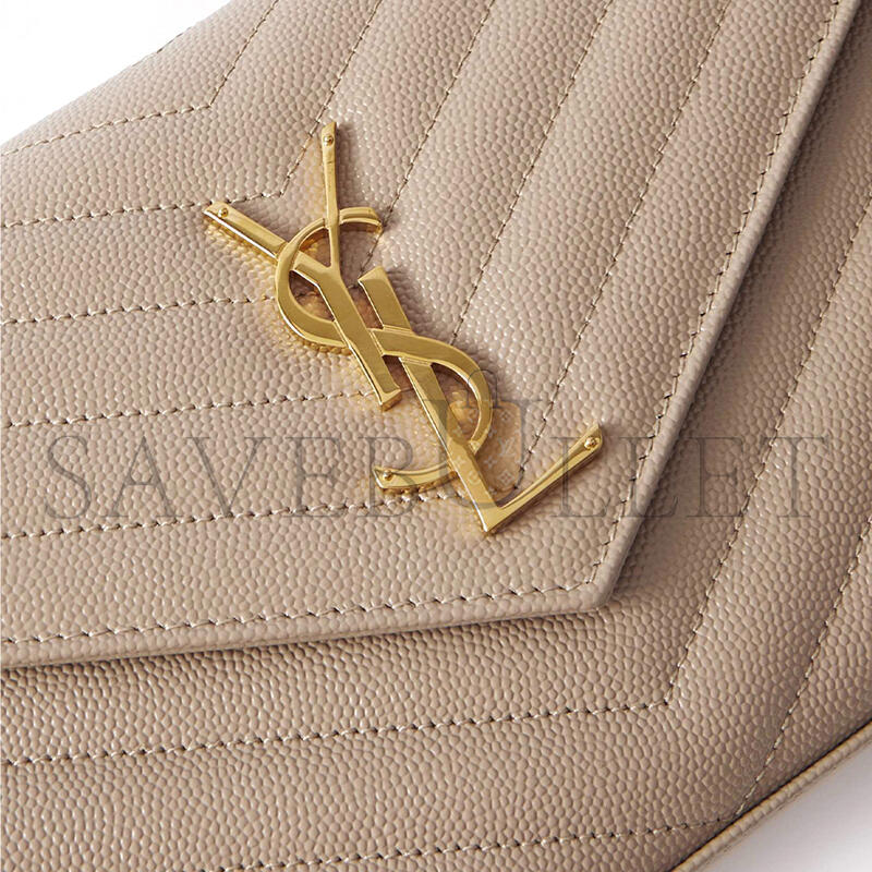 YSL CASSANDRE CHAIN MATELASSÉ TEXTURED-LEATHER WALLET (22.5*14*4cm)